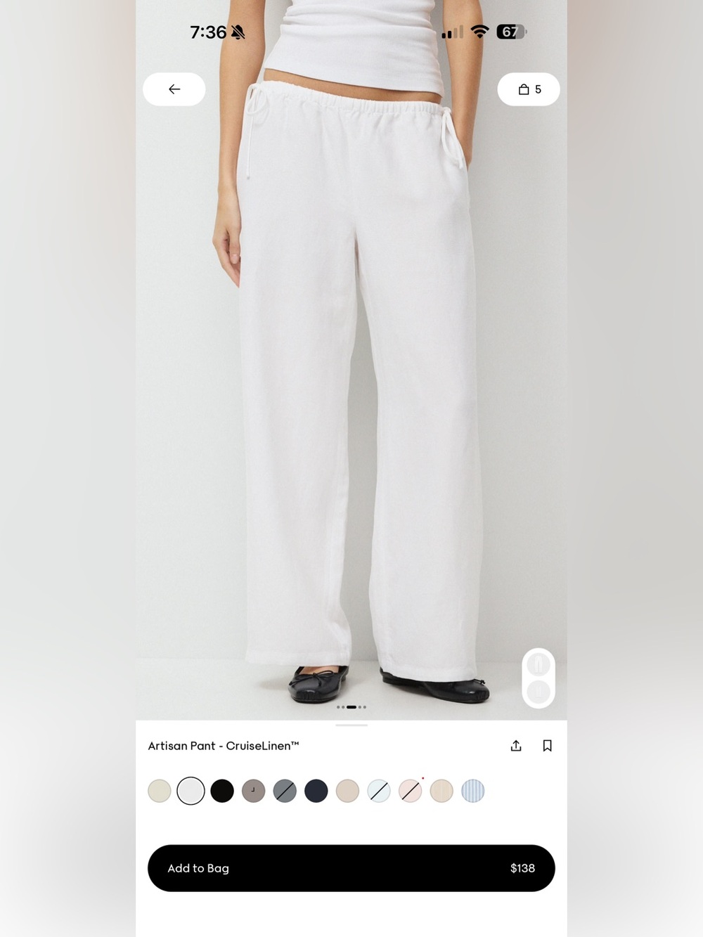 Aritzia size small artisan pant cruise linen